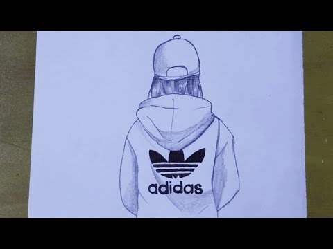 Pencil drawing of adidas Girl step by step / Girl with cap -