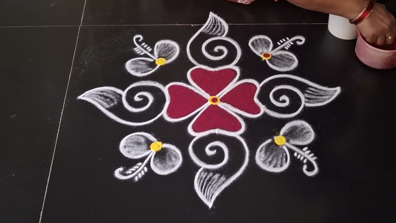 Простой дизайн ранголи 🌹 простой дизайн ранголи с боковой каймой 🌹 ежедневные муггулу