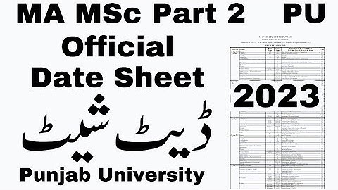 MA MSc part 2 date sheet Punjab university.