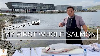 I Flew To The Faroe Islands For My Very First Catch, Clean and Sashimi With A Whole Salmon
