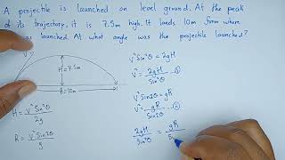 How to calculate the angle of projection - Projectile Motion