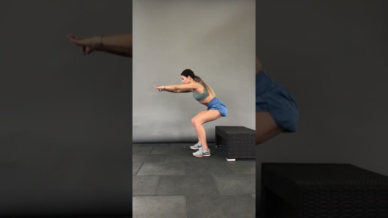 Bodyweight Box Squat with Belly In