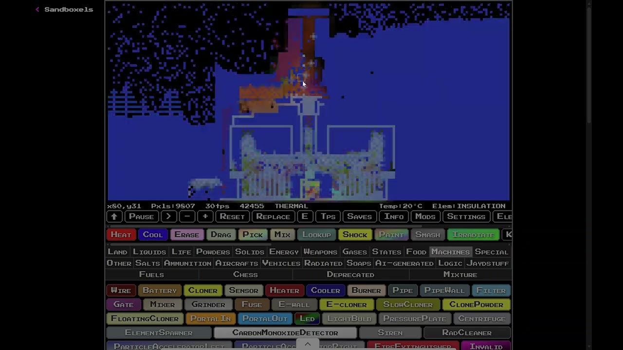 testing different maps/machines from other people in sandboxels