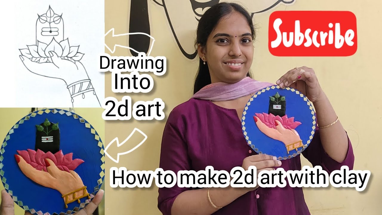 How to make 2d art with clay full tutorial|lord shiva 2d art with clay🙏clayart