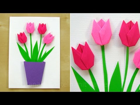 Basteln mit Papier: Blumen basteln. DIY Geschenk ...