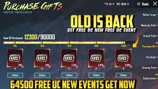 New Free UC Event ? | Get 64,500 Free Uc From Event | OLD Purchase Gift Release Date | PUBGM