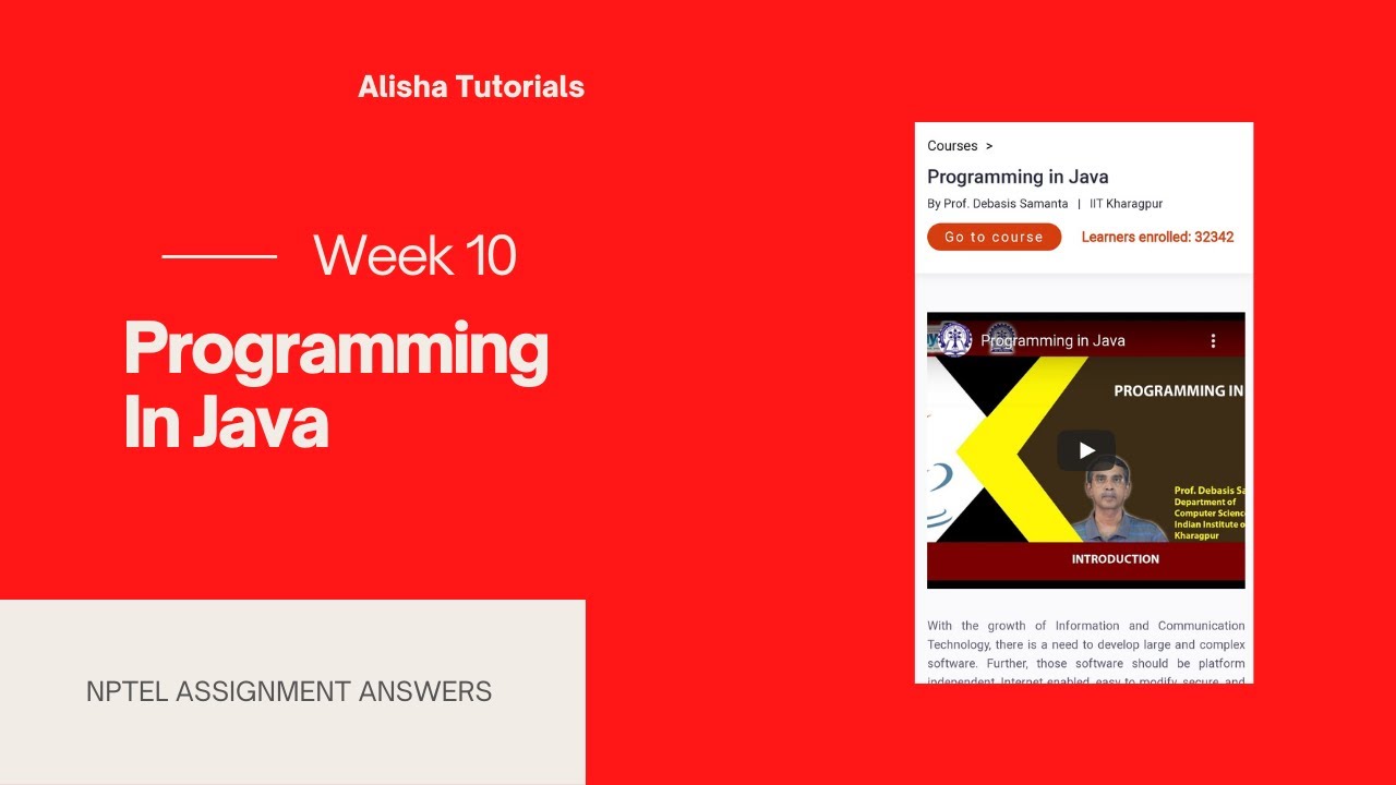 nptel java week 10 programming assignment answers