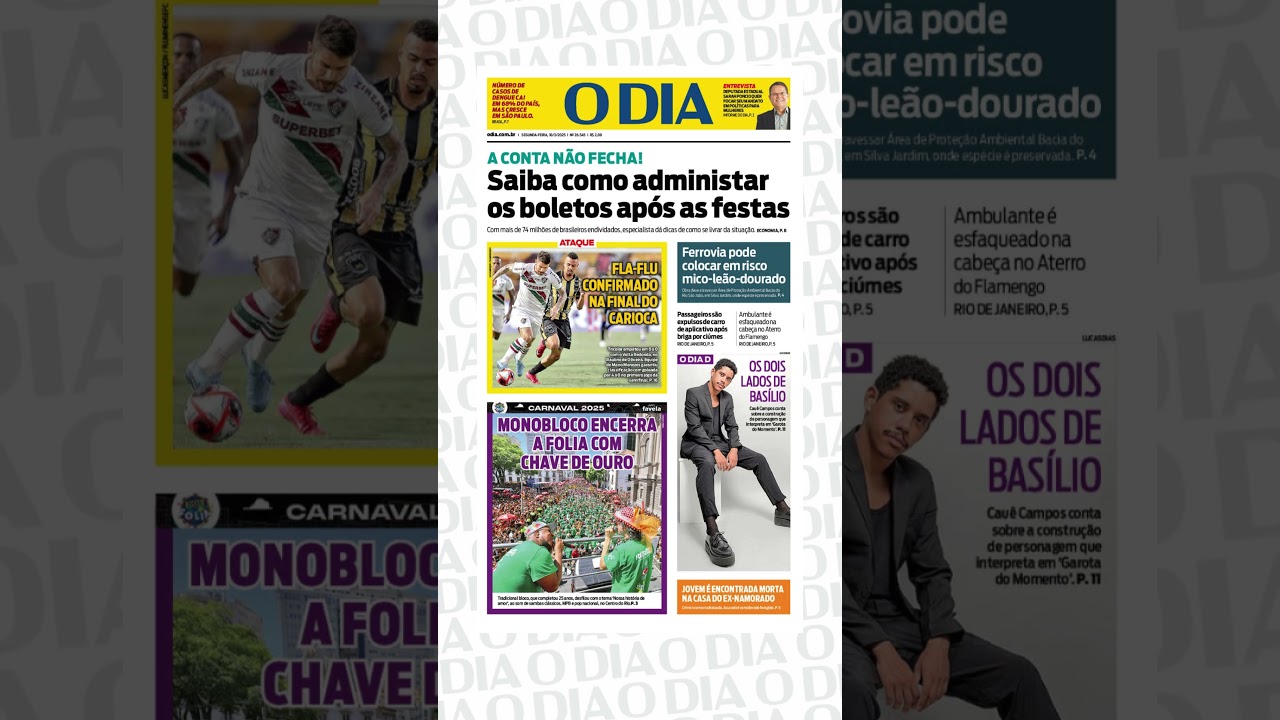 Capa do jornal O Dia - 10 de março