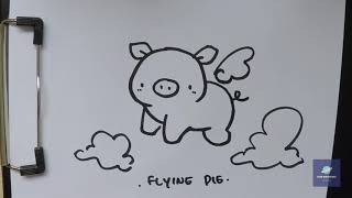 How to draw flying pig