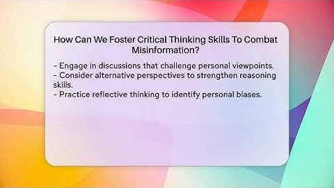 How Can We Foster Critical Thinking Skills To Combat Misinformation? - Everyday-Networking