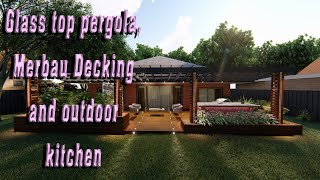 Merbau Decking | Glass top pergola | Cedar wood idea