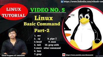 Lecture 5 Linux basic commands part-2| grep copy move head tail more less|  Linux playlist | Amazon