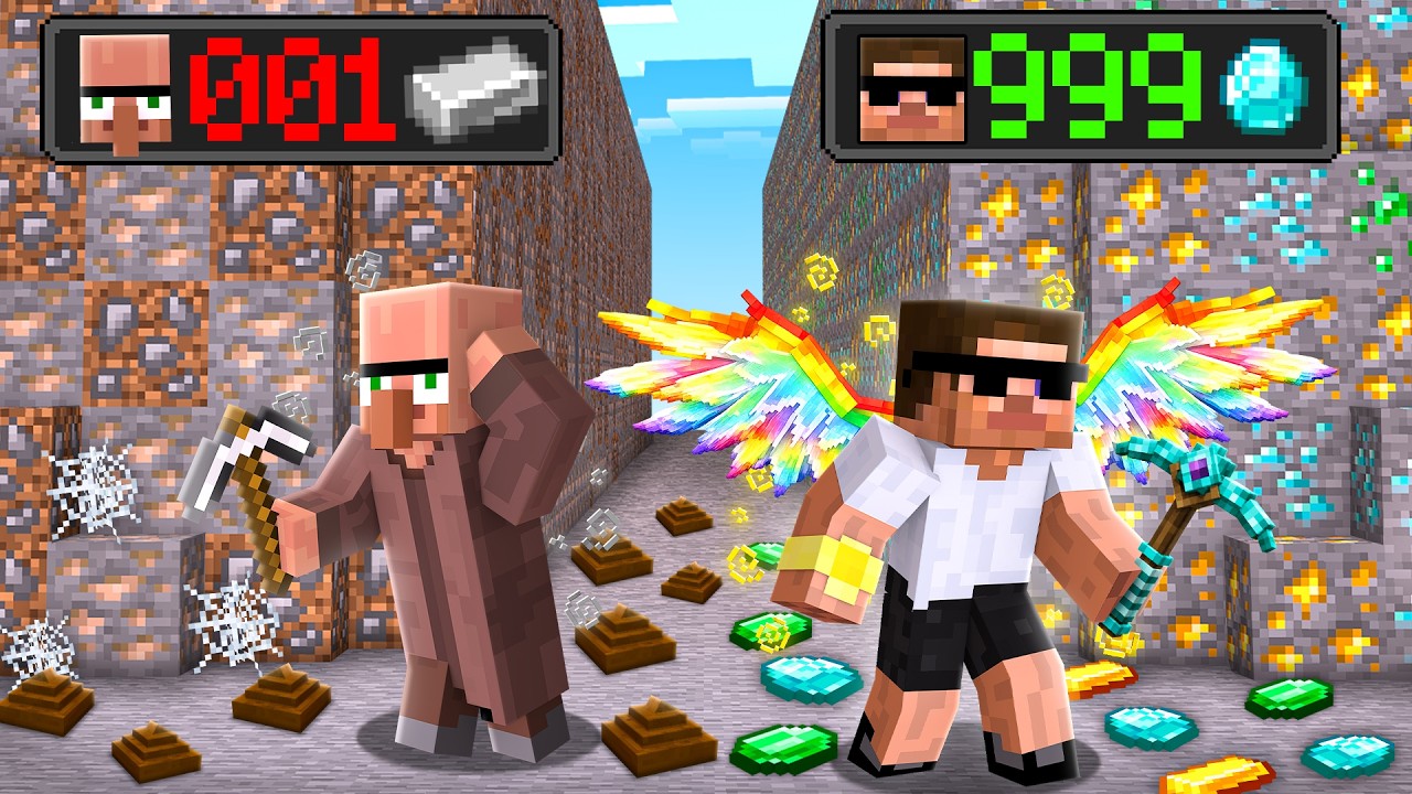 Diamond Rich Ore vs Poor Dirt Mine Battle in Minecraft