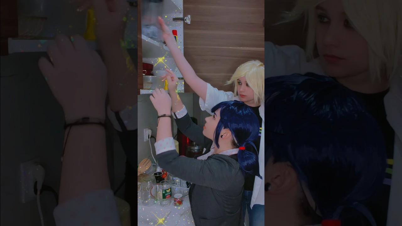 Here's your blender 😭 | Adrien & Marinette @nikkihatsunecosplay#miraculous #cosplay #shorts