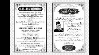 LIVE MAJLIS-E-AZA Basilsile Pehli Barsi Moulana Mehdi Ali Hadi Marhoom 7th June 2026 HAUZATUL MAHDI