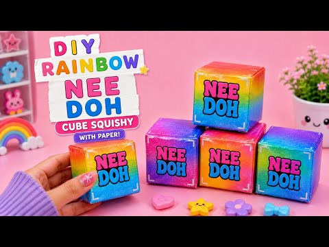 DIY rainbow needoh cube squishy|Origami needoh nice cube|DIY needoh |How to make needoh cube squishy