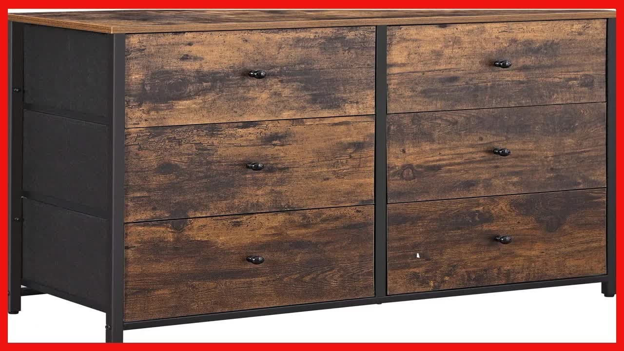 Commode 6 Tiroirs En Tissu Et Acier SONGMICS | Dimensions 30x76,7x73,7 Cm, Charge 40 Kg Dessus, 5 Kg/tiroir, Marron/noir - 2