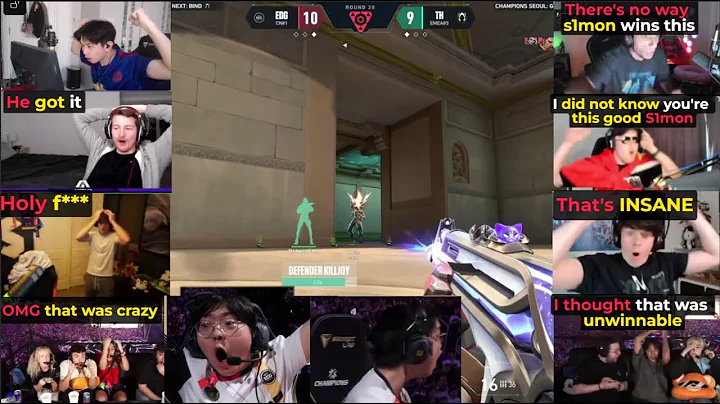 Valorant pros/streamers reacts to EDG S1Mon's INSANE 1v2 CLUTCH on LOTUS against TH