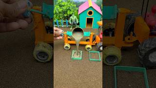 😱 Real Working Mini Tractor Making Cement Pillar | Amazing DIY Construction Machine 🚜 #shorts
