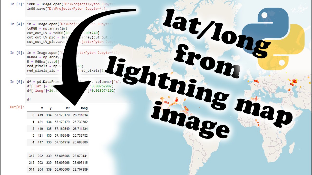 Lightning map coordinates in Python - YouTube