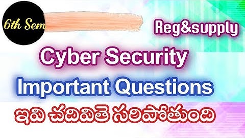 6th sem Cyber Security important Questions || 3rd year 6th sem important questions|| B.com
