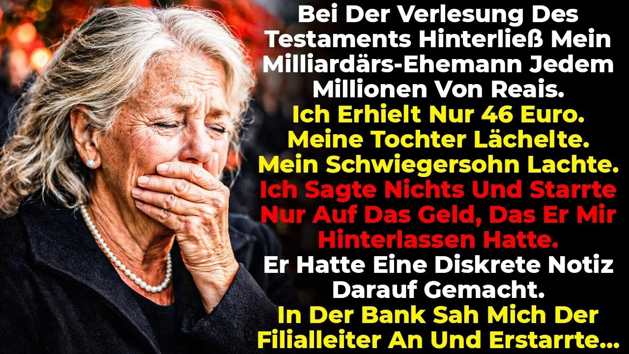 Bei der Testamentlesung bekam jeder Millionen – mir ließ mein Milliardärs Ehemann nur …