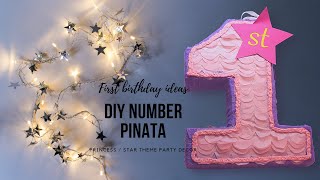 1st Birthday Decoration Party Ideas for Girl | Princess | DIY Number Pinata  Paper Craft | Recycle