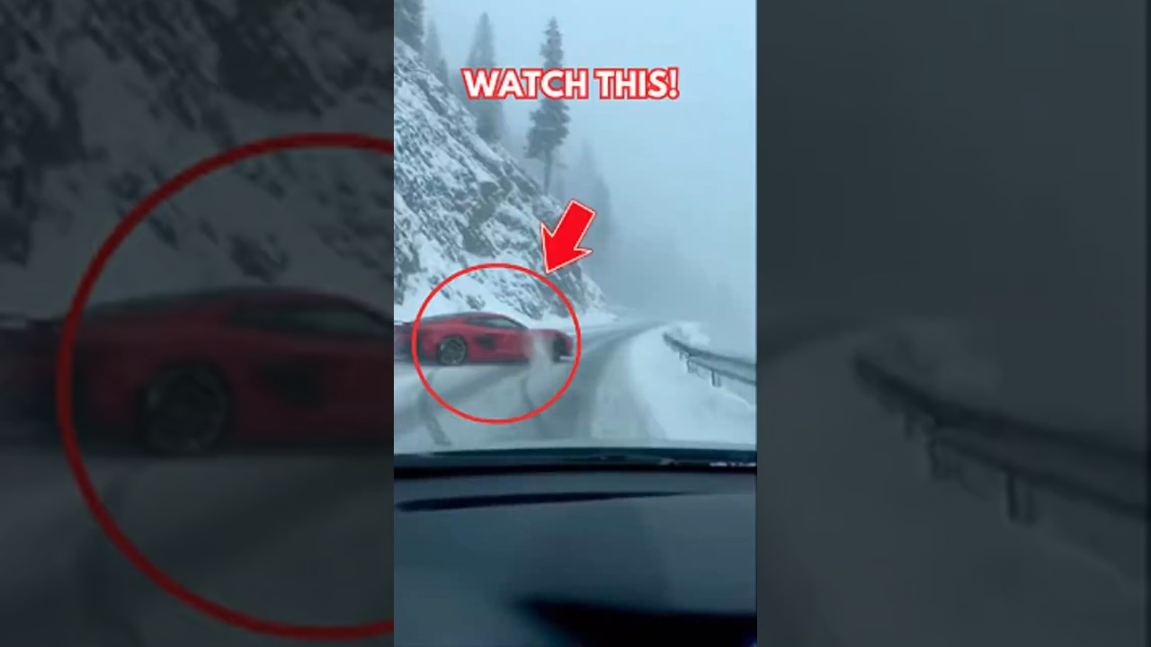 Видеорегистратор запечатлел аварию спортивного автомобиля на дороге Слиппери Маунтин Роуд.