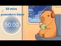 50 Min Deep Focus | Study With Me Lofi | capybara train vibes |pomodoro timer