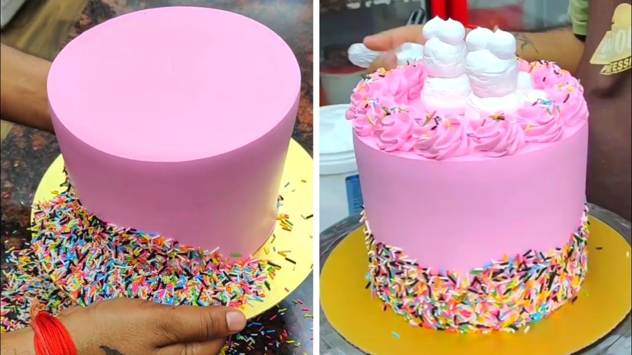 Simple Counter Style Teddy Bear Cake Design Idea | Full Pink Colour ...