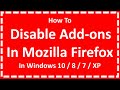 Disable Add-ons In Mozilla Firefox In Windows XP