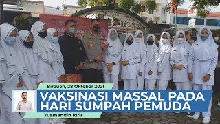 Ratusan Siswa dan Masyarakat  Bireuen Antrian Vaksin di Halaman  Pendopo