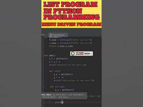 List Program in Python Programming ll Menu Driven Program ll Python ...