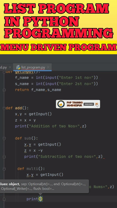 List Program in Python Programming ll Menu Driven Program ll Python ...