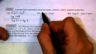 Algebra II Worksheet 27.2 Number 18, 19, 20 - Evaluating Logs