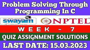 Problem solving through Programming In C | NPTEL | Week 7 Assignment 7 Solution | Jan 2023