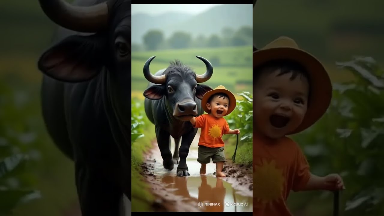 Toddlers With Their Friends Animals Goat Elephant