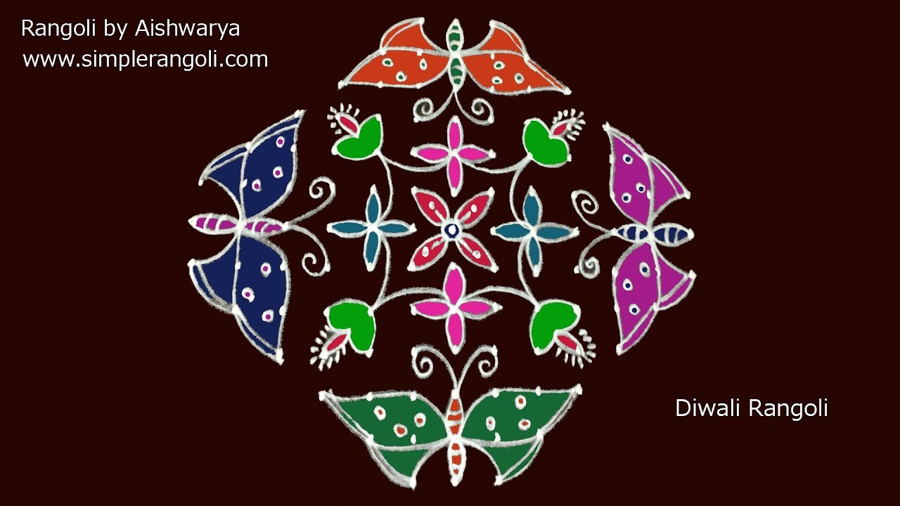How To Draw Butterfly Rangoli