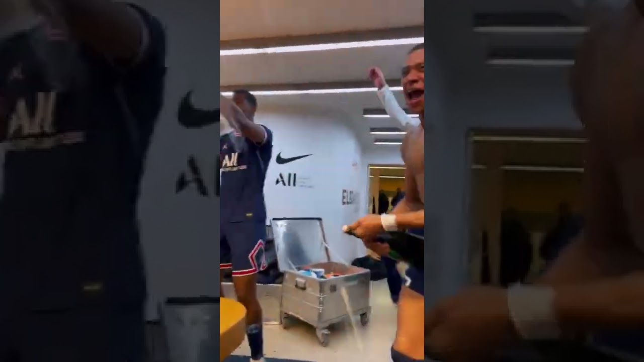 Messi, Neymar Jr, Mbappe Celebrating in The dressing room