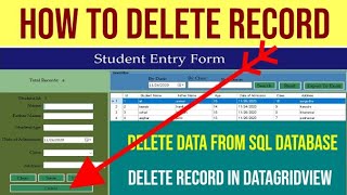 C# for beginners Student Management System Part-10 (how to delete data from database and gridview)