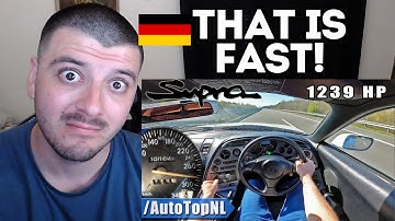 Reaction to 1239HP Toyota Supra HUGE TURBO! on AUTOBAHN (NO SPEED LIMIT) by AutoTopNL