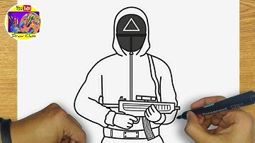 HOW TO DRAW TRIANGLE GUARD SQUID GAME