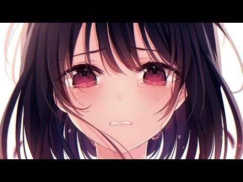Anime girl with red hair crying