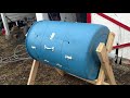 Blue Barrel tumbling compost bin