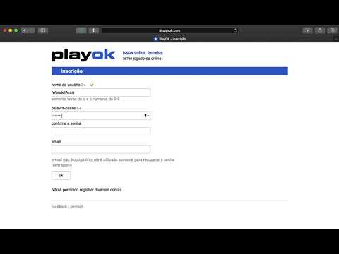 Criando Nick no site PlayOk.com 