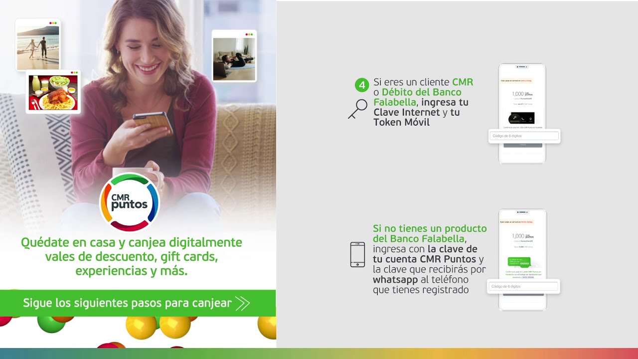 Conoce cómo canjear tus CMR Puntos en línea por vales de descuento, gifts  cards, y viajes.