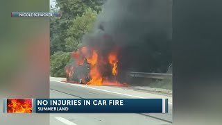 Car catches fire in Carpinteria, blocks Highway 101 lane