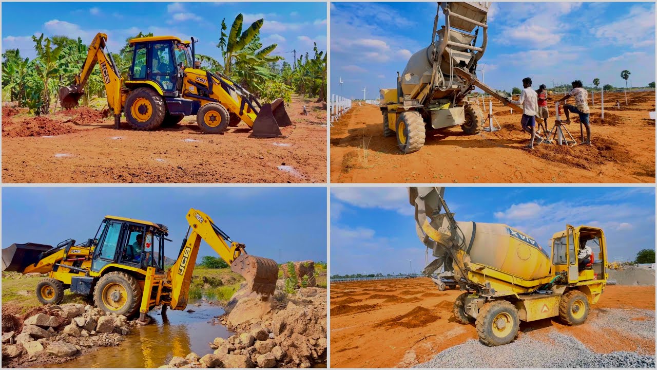 JCB 3DX  PITS FOR COCONUT TREE PLANTING || AJAX 40000 SOLAR PLANT WORK || ROCKY LAND HEAVY WORK 