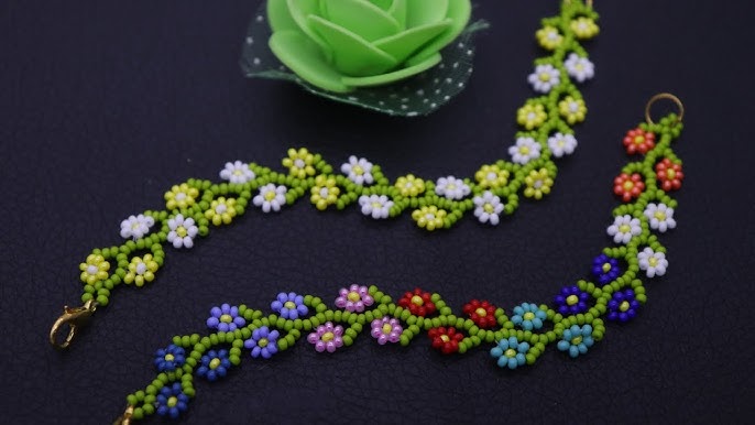 How to Make Seed Bead Daisy Flower Bracelets - MuffinChanel