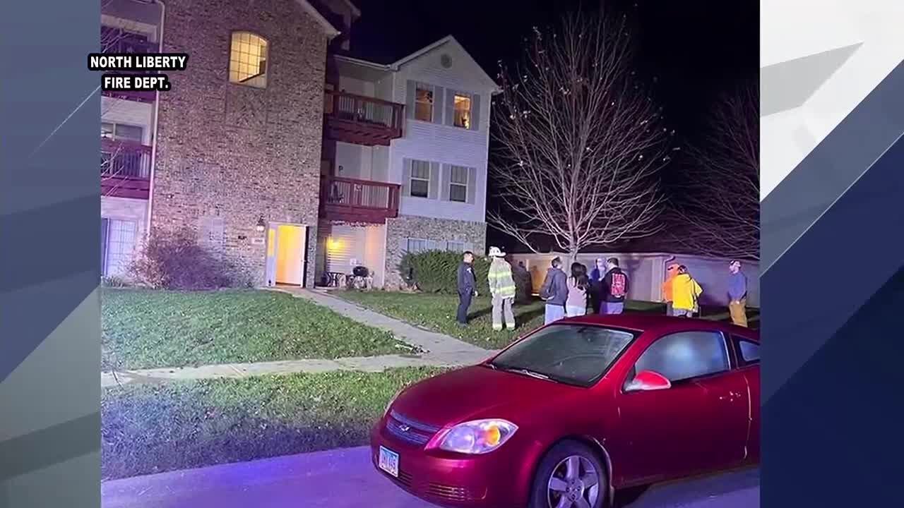 Two children taken to hospital after North Liberty apartment fire - YouTube